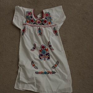 Embroidered White Kids Dress